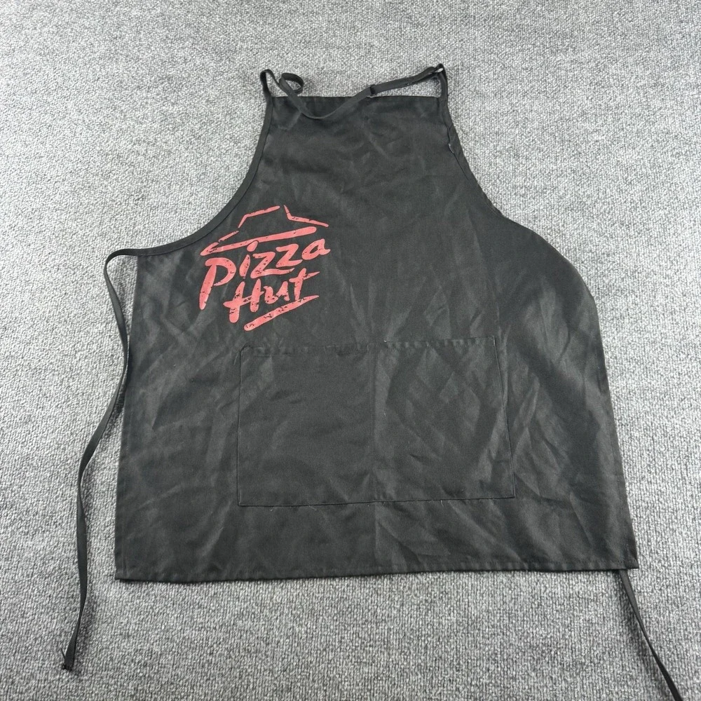 Pizza Hut Apron Unisex OS Black Logo Pockets Kitchen Restaurant Uniform Server